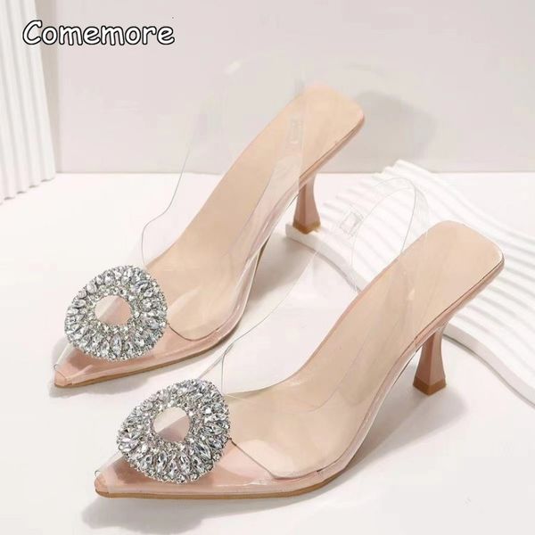 817 Comemore Robe Talels Pumps Transparent PVC Chaussures pour femmes pointues STILETTO HIGH HEESL LADIES PARTY SOIR SOIRAGE 77