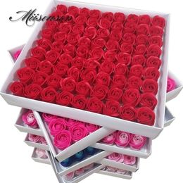 81pcs / lot rose bad lichaam bloem bloemen zeep geurende essentiële bruiloft valentijnsdag cadeau met bloemen 220311