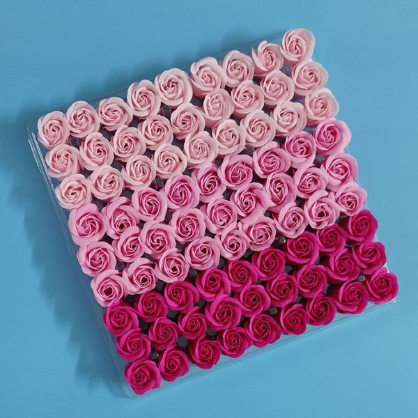 81 Unids Baño de Rosas Flor del Cuerpo Jabón Floral Perfumado Rosa Sosteniendo Flores Esencial Boda Regalo del Día de San Valentín colores de mezcla Christ249L