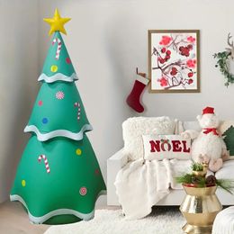 Jupe d'arbre de Noël gonflable en PVC de 82,68 pouces/66,93 pouces avec veilleuse, emballage cadeau d'arbre de Noël à LED intégré, décoration d'activités de Noël en plein air