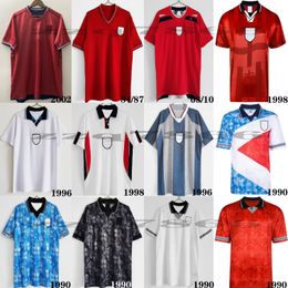 82 89 90 92 94 96 08 02 10 Shearer Retro Soccer Jersey Gascoiigne McManaman Southgate Classic Vintage Vintage Sheingham 97 98 Home Away Beckham Lineker propriétaire Shirt de football