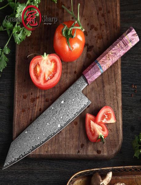 Cuchillo de chef de 82 pulgadas vg10 Cuchillos de cocina japoneses de acero damasco Cuchillo Kiritsuke para cortar carne y verduras con caja de regalo Grandsharp7339994