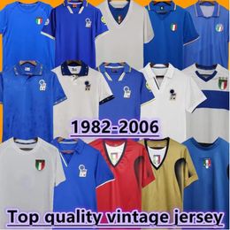 82 ITALYS Classic Retro Soccer Jerseys 90 94 98 R.Baggio Maldini Totti del Piero Pirlo Inzaghi Cannavaro Materazzi Nesta Buffon 00 06 Top Retro Footbal Shirt