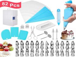 82 PCS Conseils de tuyauterie de glaçage Ensemble avec boîte de rangement Cake Decorating Supplies Kit Builles de glaçage Sacs à tuyaux en pâtisserie Sacin 2010238258362
