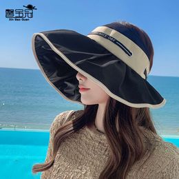 8209 Nieuwe zwarte lijm grote EAF open tophoed mode gezicht bedek hoed voor kinderen in de zomer buiten zonnescherm en zonnebrandcrème zonnebrandjes
