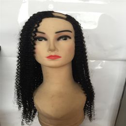 824 pouces crépus curl cheveux humains péruvienne vierge cheveux milieu gauche droite u partie dentelle perruques pour les femmes noires 1 1b 2 4 naturel color300O