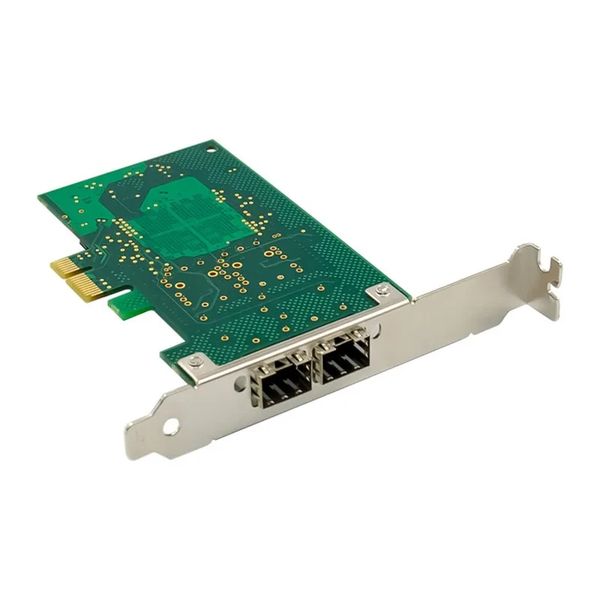 Adaptateur de contrôleur de serveur de carte réseau à Fiber optique PCI-E X1 Gigabit, double Port Ethernet SFP 82576EB