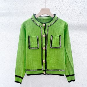 828 2023 Automne Marque Même Style Pull À Manches Longues Col Ras Du Cou Cardigan Bleu Rose Vert Mode Femmes Vêtements De Haute Qualité Femmes yuecheng