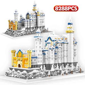 8288pcs diamant neige cygne château architecture blocs de construction micro briques ensembles jouets éducatifs pour enfants cadeaux de Noël Y220214