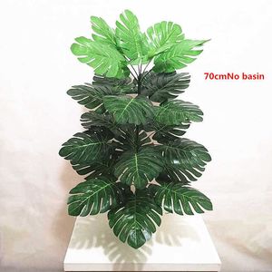 82CM24 feuilles plantes vertes artificielles en plastique branche de palmier faux Monstera en pot el bureau salon année décor à la maison 210624