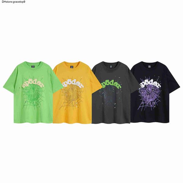 82dx Spider Web Camiseta para hombre Diseñador Sp5der Camisetas para mujer Moda 55555 Manga corta Verano Nueva calle Marca Patrón Impreso Ocio Micro Elástico Cuello redondo