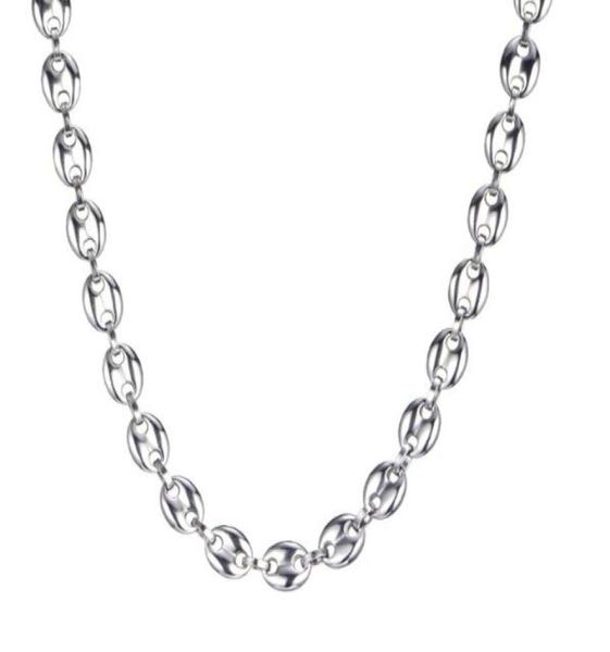 836039039 Largeur de hip hop 11 mm en acier inoxydable Silver Coffee Bains Link Chain Collier Chain