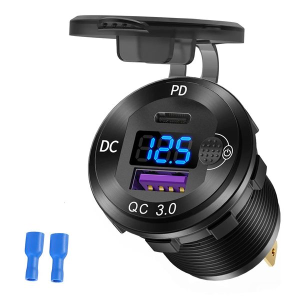 83W USB TYPE C CHARGEUR DE CARRAUX 12 / 24V OPPORTOP OPTOP FACT RAPIDE FAST 65W PD3.0 QC3.0 avec affichage numérique pour voiture RV VTT Motorcycle