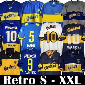 84 95 96 97 98 Boca Juniors Retro Soccer Jerseys Maradona ROMAN Caniggia RIQUELME 1997 2002 PALERME Football Shirt Vintage Camiseta de Futbol 99 00 01 02 03 04 05 06 1981