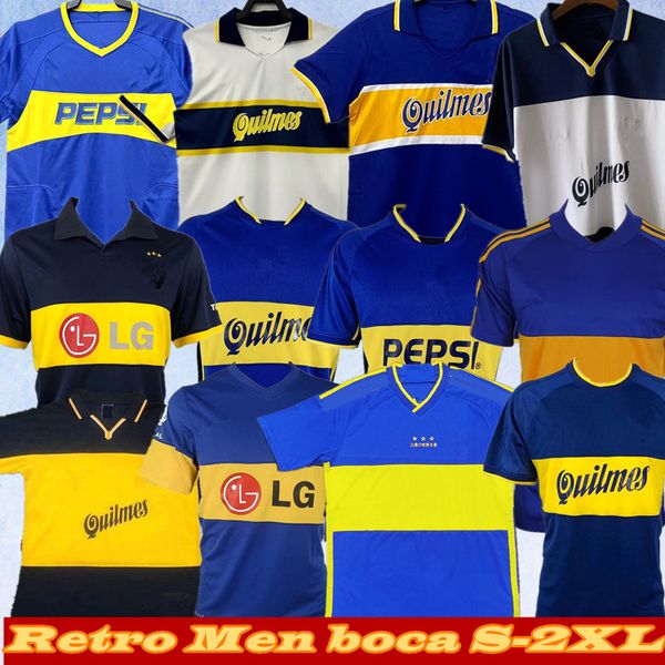 84 95 96 97 98 Boca Juniors Retro Soccer Jerseys Maillots Maradona ROMAIN Caniggia RIQUELME 1997 2002 PALERMO Football Shirts Maillot Camiseta de Futbol 99 kit enfants hommes