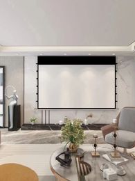84 inch plafondinbouw elektrisch tab-gespannen projectiescherm met bioscoopwitte stof voor lange projectieafstand