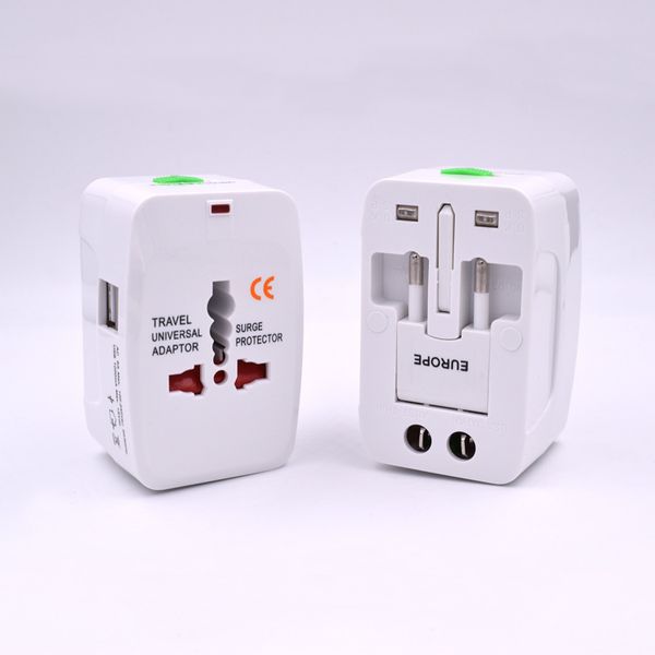 Adaptateur de prise de courant de voyage international tout-en-un, transformateur mural AC avec 2 ports de chargeur USB, convertisseur de prise AU US UK EU