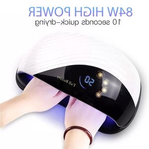 Livraison gratuite 84W Lampe LED Manucure pour ongles 2 en 1 Ventilateur de refroidissement intégré pour deux mains 10s Machine de séchage rapide des ongles durcissant toutes sortes de gel Lcmmu