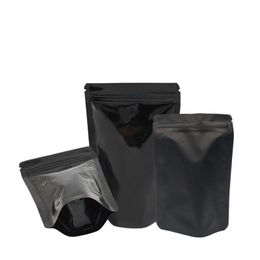 85 * 13 cm Noir Stand Up Sacs en aluminium Sac d'emballage 100pcs / lot Zip Lock Food Bean Café Emballage Mylar Pouch Sacs à fermeture éclair Jtfmn