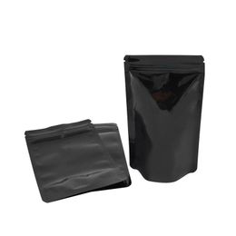 Sacs debout noirs 85x13cm, sac d'emballage en papier d'aluminium, 100 pièces/lot, emballage de grains alimentaires, grains de café, pochette en Mylar, sacs à fermeture éclair Bcrex