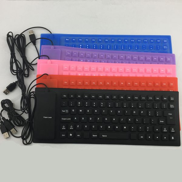 Mini teclado USB portátil de 85 teclas, Flexible, impermeable, de silicona suave, teclado para juegos, tableta, teclado plegable para ordenador portátil