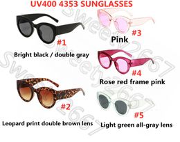Nieuwe Butterfly Sunglasses Cat Eye Women Lens Sonnenbrille Bruin 4353 Kunststof tinten met zonnebril