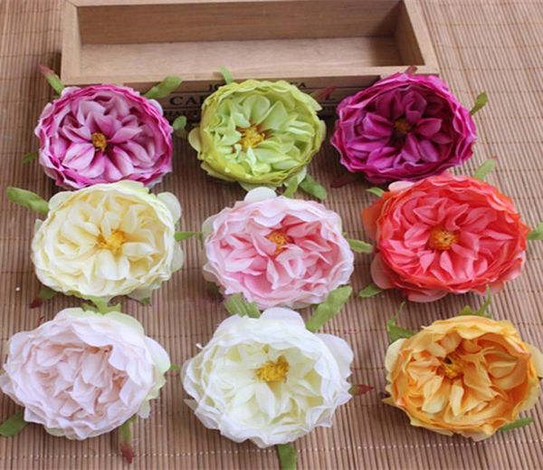 85cm 20pcs Fleurs de soie artificielles tête Camellia têtes Small Real Touch Tea Decoration DIY DIY POUR MARIE