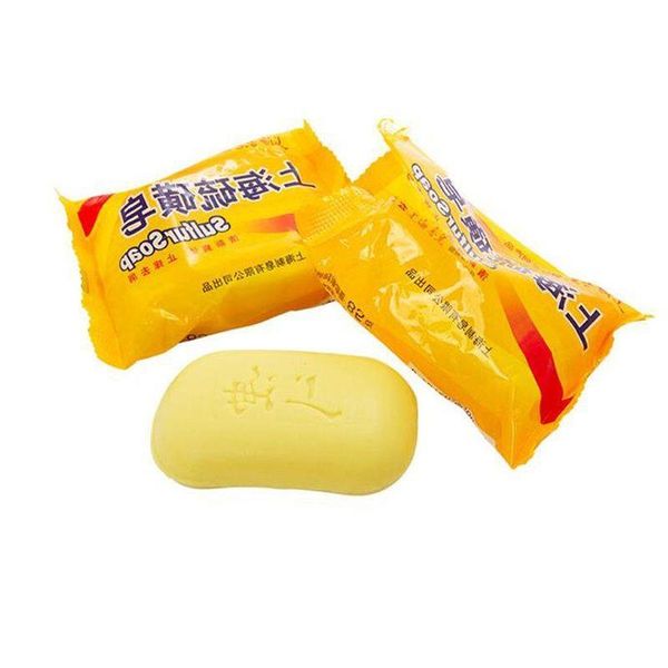 85g Shanghai Sulphur Soap 4 Condiciones de la piel Acné Psoriasis Seborrea Eczema Anti Hongos Perfume Mantequilla Baño de burbujas Jabones saludables ZA1723 Rjxom