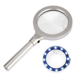 85Mm Lighted Magnifying Glass 5X 10X Handheld Loupe with 12 Led Lights, Optical Lens Illuminated Magnifier for Reading Repair