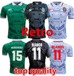 86 94 95 98 06 Mexique Retro Soccer Jersey Home Away Football Shirts 1998 Hommes Vintage Blanco Hernandez Campos Manches courtes Sport Uniformes Camiseta Futbol 66