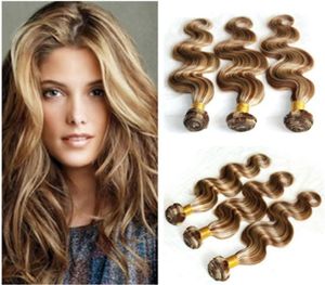 8613 Pianokleur Braziliaanse Maagdelijke Menselijk Haar Weefbundels Body Wave 3 Stuks Piano Bruin en Blond Gemengde Kleur Menselijk Haar Inslagen 10675128412