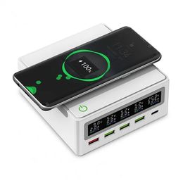 Cargador Inalámbrico USB Multipuerto De 868 W PD 65 W Cargador De Teléfono Para Computadora Portátil QC3.0 Estación De Carga Rápida Con Estera De Silicona Antideslizante - Enchufe De EE. UU.