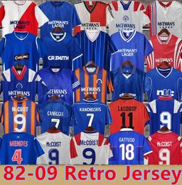 87 90 92 93 94 95 96 97 99 01 08 Glasgow Rangers FC Retro Soccer Jerseys Gerrard Gascoigne Laudrup Gerrard McCoist Football Shirt