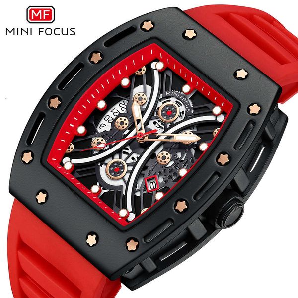 87 Mini Focus Brand Dominineering Barrel Mirror curvo Hollowed Sports Men's Watch 0420G 64