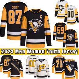 87 Sidney Crosby Custom Hombres Mujeres Jóvenes Pittsburgh''Penguins''Hockey Jersey PJersey Winter Classic Guentzel Malkin Erik Karlsson Sidney Crosby Reilly Smith Kris