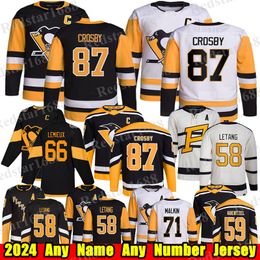 #87 Sidney Crosby Pittsburgh hockey jersey #58 Kris Letang Erik Karlsson Reilly Smith Evgeni Malkin Tristan Jarry Jake Guentzel Rickard Rakell Penguins jerseys