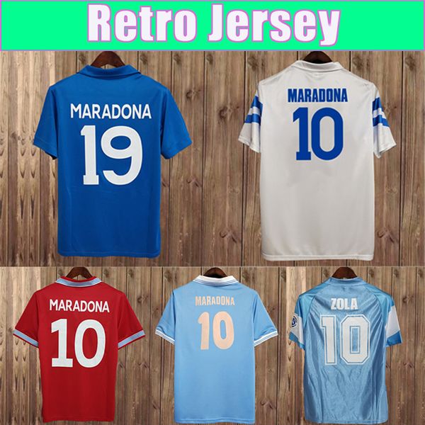 88 89 MARADONA CRIPPA Maillots de football rétro pour hommes VITTORIO Blanc Jaune napoli CLAUDIO Chemises de football à manches courtes Uniformes pour adultes