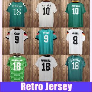 88-96 Matthaus Klinsmann Brehme Mens Soccer Jerseys 98-04 Retro Allemagne Équipe nationale Bobic Scholl Kuranyi Podolski Ballack Klose Home Shirts de football à l'extérieur