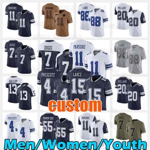 11 Micah Parsons Jersey CeeDee Lamb Fútbol 7 Trevon Diggs 4 Dak Prescott 20 Tony Pollard 15 Trey Lance Tyler 22 Emmitt Smith Michael Gallup Roger Staubach Zack Martin