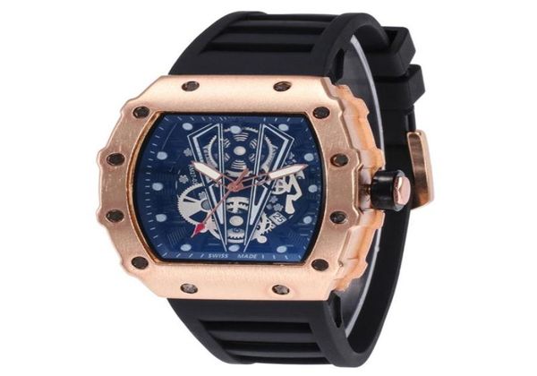 88 Luxury Men039s Cuartzo Relojes Sport Sport Quartz Watch Fashion Mass Military Silicone Sports Watches enteros 2844495