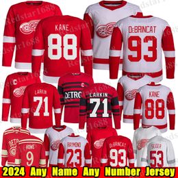 #88 Patrick Kane Detroit Hockey Jersey #71 Dylan Larkin Alex Debrincat Moritz Seider Gordie Howe Pavel Datsyuk Steve Yzerman Lucas Raymond Red Wings Jerseys