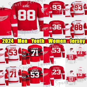 # 88 Patrick Kane Maillot de hockey rétro inversé # 93 Alex Debrincat Dylan Larkin Moritz Seider David Perron Gordie Howe Pavel Datsyuk Steve Yzer