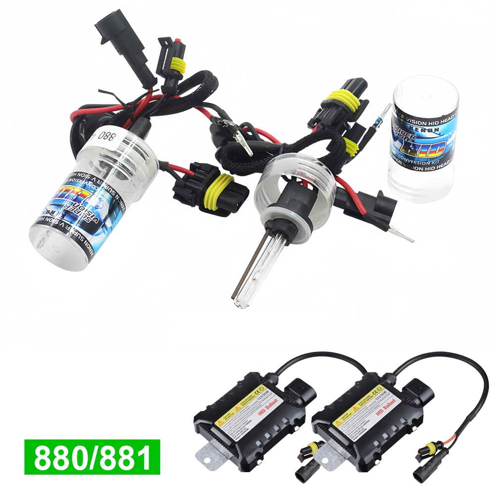 880 881 AC HID Kit de bulbes de remplacement de xénon avec 55W DC Slim Digital Ballast Car 4300K 6000K 8000K 12000K LAMPE LAMIN PLIGE UNIVERSELLE ET PLAY pour une installation facile