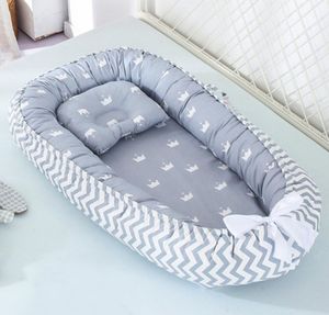 Cama nido para bebé de 8853cm con almohada, cuna portátil, cama de viaje, cuna de algodón para bebé recién nacido, cuna parachoques LJ2004359960