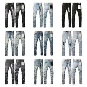 Jeans paarse jeans designer jeans voor heren broekstapel jeans mannen baggy denim tranen Europees Jean Hombre Mens broek broek Biker-borduurwerk gescheurd voor trend 29-40