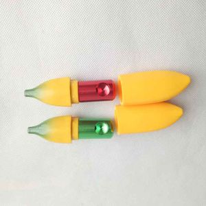 88mm longueur Portable banane forme herbe fumer Pipe métal jaune couleur tabac main poche herbe cigarette tuyaux outils accessoires