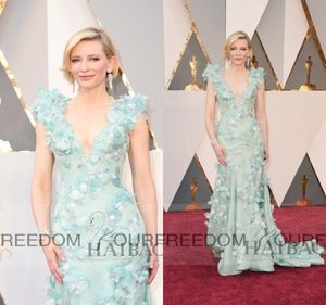 88ème Oscars 2019 Oscars Cate Blanchett Florals Col en V Robes De Célébrités Gaine Longue Soirée Formelle Robes De Bal7806765