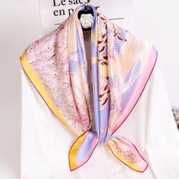 88x88 cm femmes 100% réel carré foulards Bandana printemps Echarpe naturel luxe soie cou Foulard femme