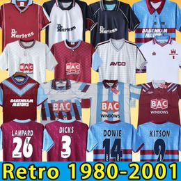 89 90 LAMPARD LAZARIDIS Retro voetbalshirts COTTEE DOWIE BISHOP DICKS DI CANIO FERDINAND KITSON Home Away 100TH voetbalshirt 91 92 1995 1997 lange mouw 1986