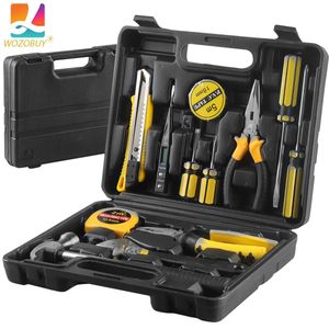 891213Juego de herramientas de piezas, kit de herramientas de mano para uso doméstico general con caja de herramientas de plástico, estuche de almacenamiento utilizado para reparación de automóviles y reparaciones del hogar 240108